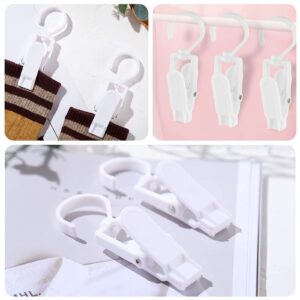 15 PCS Super Strong Plastic Clothes Pin Hooks Clip Family Travel Rotating Hanging Laundry Hooks Clip, Clothes Pins - 4.3 inches (White)