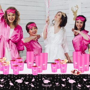 Sabary 32 Pcs Let's Flamingle Cups 16 oz Stadium Reusable Party Cups for Flamingo Party Supplies, Birthday Party, Bachelorette Party, and Bridal Showers (Pink)