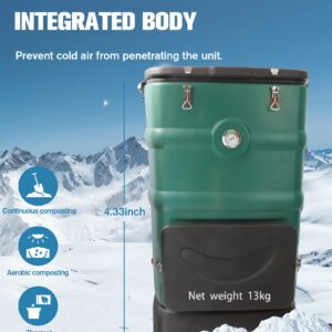 Insulated Compost Bin with Ventilation System - Quickly Composting All Year Round,A Reservoir at The Bottom Design to Collect The Leachate (Green)