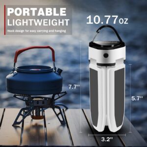 Civikyle 1-Pack Folding Solar LED Camping Lantern Collapsible Light USB Rechargeable Phone Charger, Portable Outdoor Waterproof Hanging Tent Lamp Emergency Light for Home Power Failure