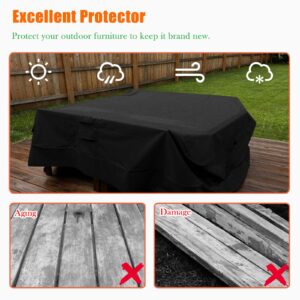 WOMACO Rectangular/Oval Patio Table Cover, Veranda Waterproof Outdoor Table Cover, Heavy Duty Outside Furniture Dining Table Chair Cover 72 in (75"L x 57"W x 27.6"H)