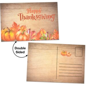 Gift Boutique 120 Pcs Happy Thanksgiving Postcards Fall Greeting Cards 4" x 6" Holiday Pumpkins Maple Leaves Design Harvest Blank Note Post Card