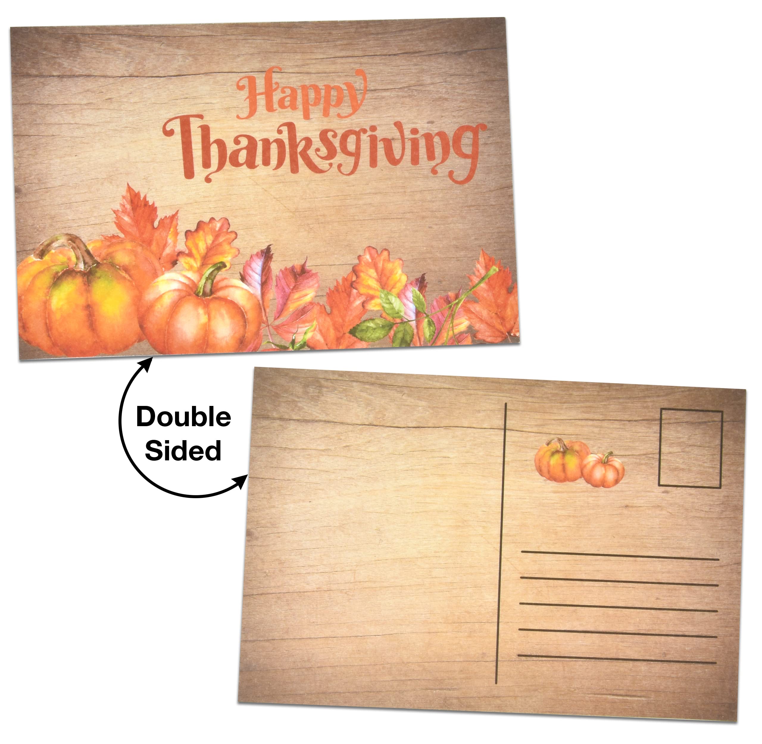 Gift Boutique 120 Pcs Happy Thanksgiving Postcards Fall Greeting Cards 4" x 6" Holiday Pumpkins Maple Leaves Design Harvest Blank Note Post Card