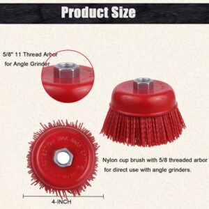 WENORA 4 Inch Abrasive Filament Nylon Cup Brush for Angle Grinder, 5/8" 11 Thread, Nylon Wheel Brush for Grinders -Remove Rust, Corrosion, Paint, for Surface Pre-Treatment of Various Metals (2 Pack)