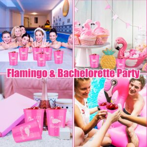 Sabary 32 Pcs Let's Flamingle Cups 16 oz Stadium Reusable Party Cups for Flamingo Party Supplies, Birthday Party, Bachelorette Party, and Bridal Showers (Pink)