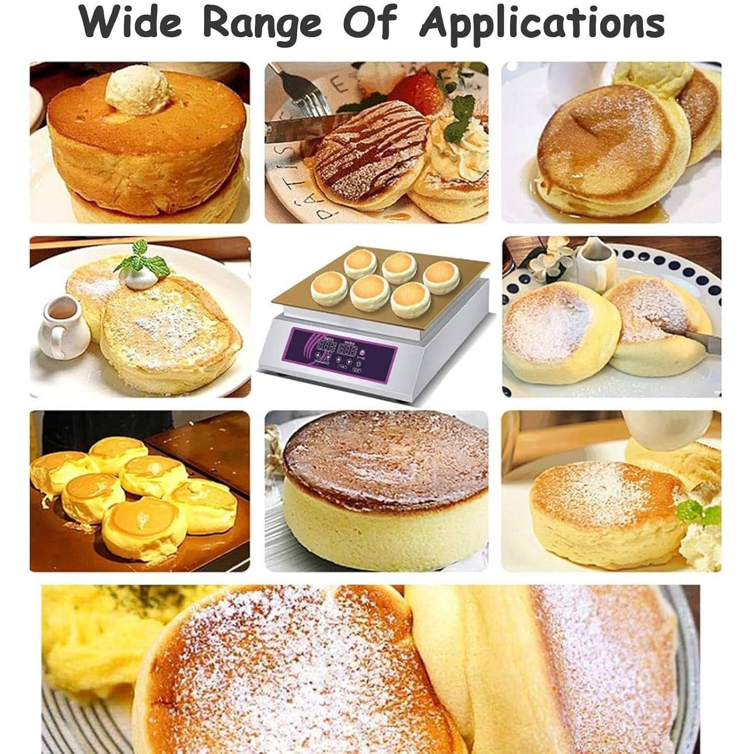 Commercial Souffle Machine Electric Countertop Dorayaki Making Machine Muffin Pancake Dorayaki Souffle Machine Non-Stick Waffle Maker Copper Heating Plates Digital Temp Control 60-240℃,A