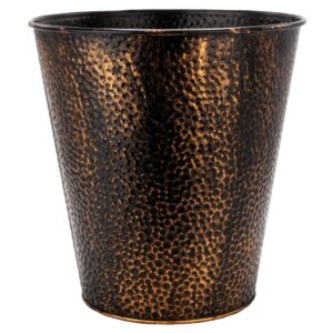 brookstone, decorative metallic bronze waste basket trash can - stylish and functional addition to any room