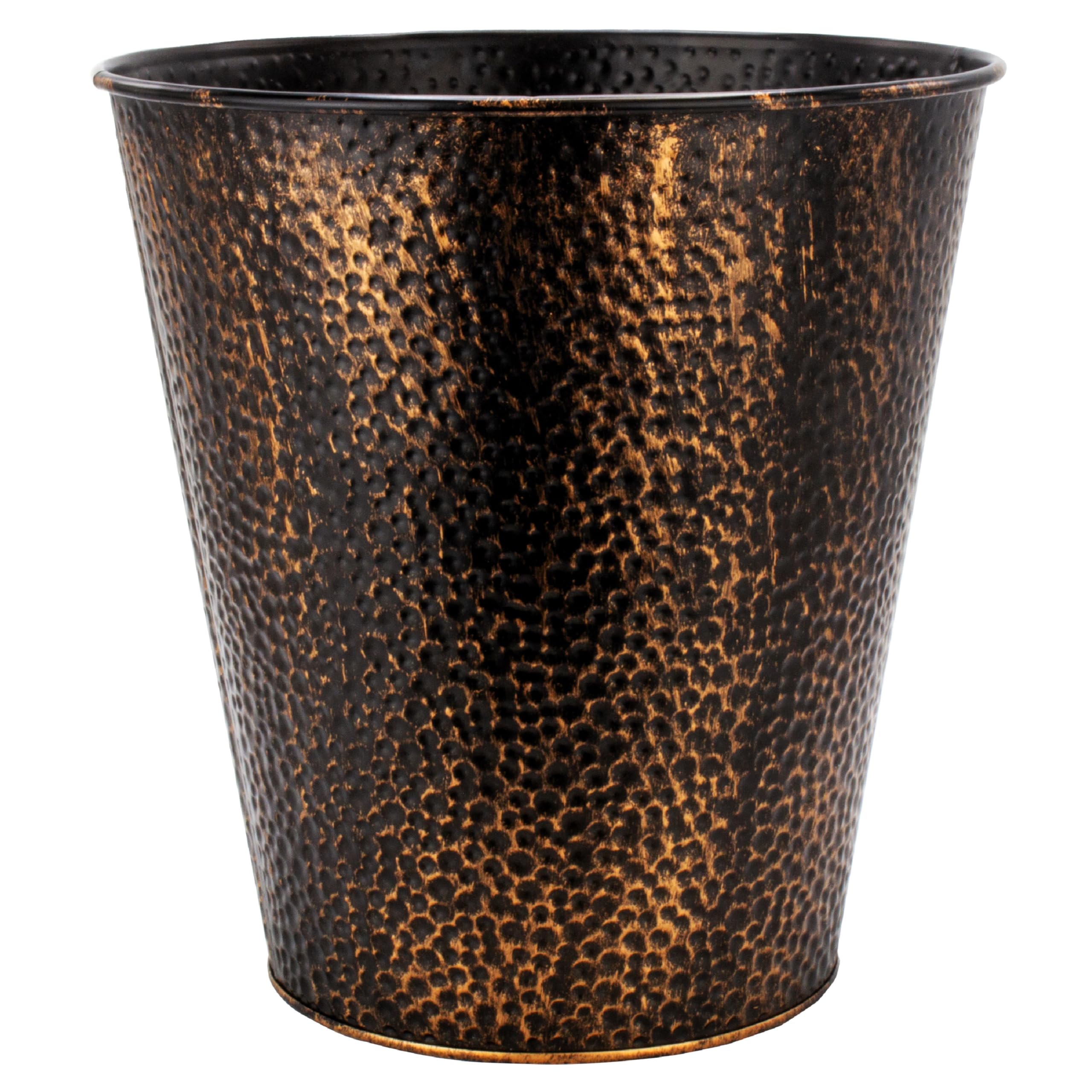 BROOKSTONE, Decorative Metallic Bronze Waste Basket Trash Can - Stylish and Functional Addition to Any Room