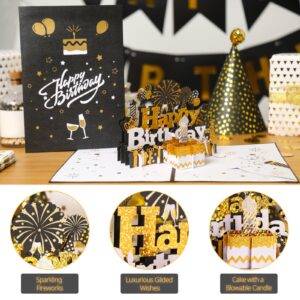 Birthday Card, Musical Birthday Cards Play Happy Birthday Song once Open the 3D Pop Up Card Blow out LED Candlelight and Say Happy Birthday Birthday Gift card for Men, Women, Mom, Dad, Husband, Wife