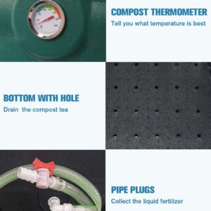 Insulated Compost Bin with Ventilation System - Quickly Composting All Year Round,A Reservoir at The Bottom Design to Collect The Leachate (Green)