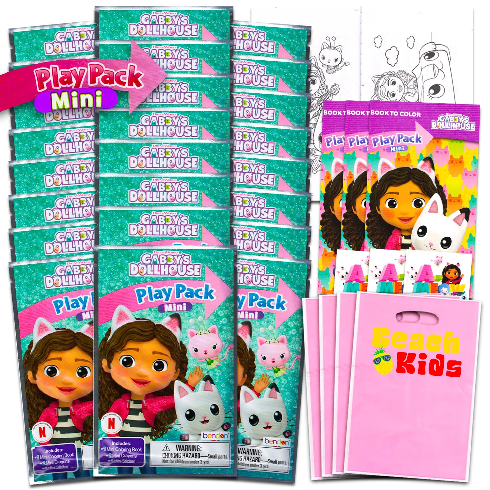 Gabby's Dollhouse Mini Party Favors Set for Kids - Bundle with 24 Mini Gabby's Dollhouse Grab n Go Play Packs with Coloring Pages, Stickers and More (Gabby's Dollhouse Birthday Party Supplies)