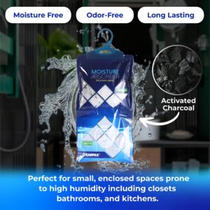 ZARPAX Hanging Moisture Absorber Activated Charcoal 10.6 oz/300g | Moisture Absorbing Bags for Bathroom, Closet & Kitchen | Removes Moisture, Humidity & Odors | Portable Dehumidifier | Set Of 20