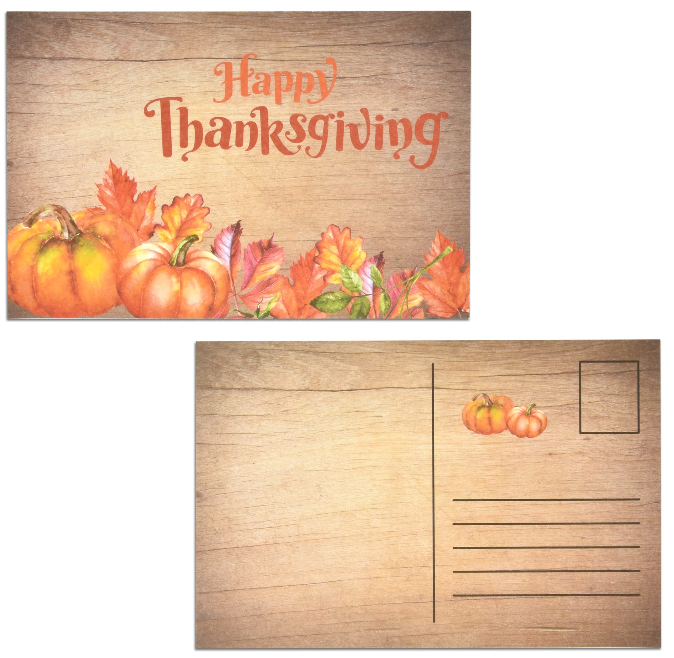 Gift Boutique 120 Pcs Happy Thanksgiving Postcards Fall Greeting Cards 4" x 6" Holiday Pumpkins Maple Leaves Design Harvest Blank Note Post Card