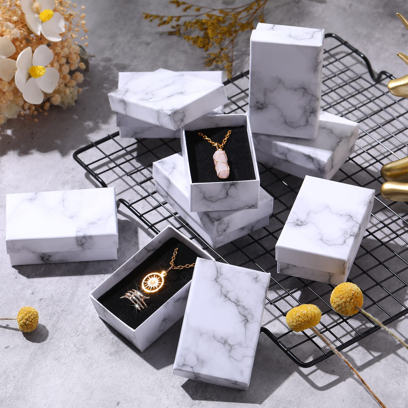 Thenshop Jewelry Gift Boxes Jewelry Packaging For Small Business Mini Cardboard Box Marble Gift Boxes For Bracelet Necklace Ring Wedding Birthday Mother Gift Wrapping (48 Pieces)