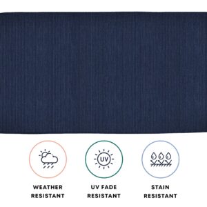 Honeycomb Outdoor Cushion 42" W x 18.5" D x 2.5" T, Textured Solid Indigo Blue Loveseat Bench Cushion