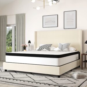 merrick lane lofton extra firm hybrid mattress - white - certipur-us certified foam - 12 inch - king - bed in a box