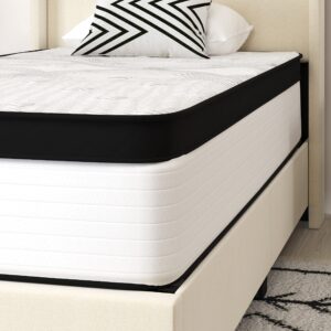 Merrick Lane Lofton Extra Firm Hybrid Mattress - White - CertiPUR-US Certified Foam - 12 Inch - Twin - Bed in A Box