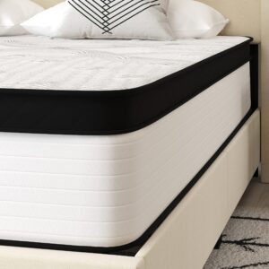 Merrick Lane Lofton Extra Firm Hybrid Mattress - White - CertiPUR-US Certified Foam - 12 Inch - King - Bed in A Box