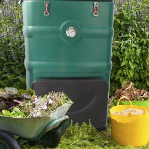 Insulated Compost Bin with Ventilation System - Quickly Composting All Year Round,A Reservoir at The Bottom Design to Collect The Leachate (Green)