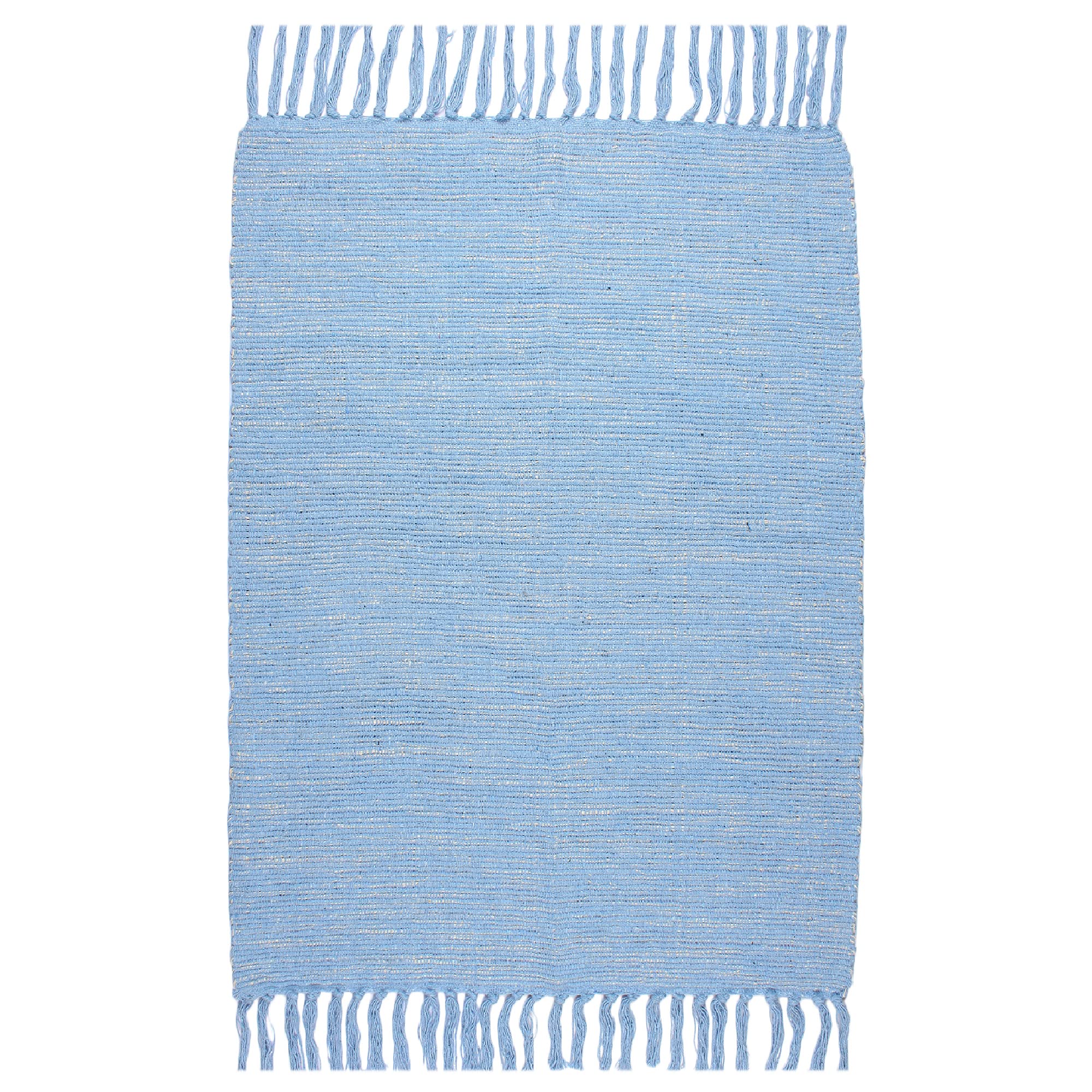 Asraie Boho Eco Friendly Hand Woven & Reversible Cotton Ribbed Rag Rug 100% Recycled Cotton Area Rug for Living Room Kitchen Entryway 2x3' (Sky Blue)