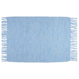 Asraie Boho Eco Friendly Hand Woven & Reversible Cotton Ribbed Rag Rug 100% Recycled Cotton Area Rug for Living Room Kitchen Entryway 2x3' (Sky Blue)