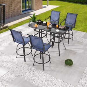 LOKATSE HOME Outdoor Swivel Bistro Stool Set of 4 for Balcony, Poolside, Backyard, Garden, Blue