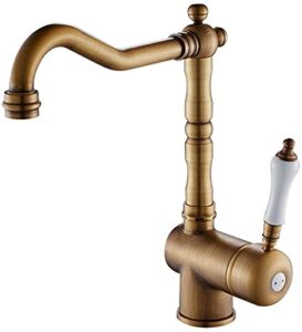 kitchen rotatable washing pool hot and cold water mixer tap antique copper drawing sink tap with ceramics handle bathroom wc bath wash basin faucet