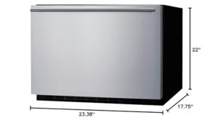 Summit Appliance SDR241OS Built-In 24" Wide Drawer Refrigerator, 2 cu.ft Capacity, Temperature Alarm, Weatherproof Design, Frost-free Operation, LED Lighting, Digital Thermostat, Open Drawer Alarm