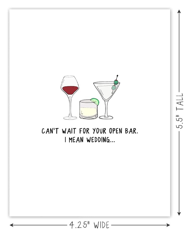 rockdoodles Engagement Cards for Couples, Funny Bridal Shower Card For Bride To Be, Wedding Shower Cards For Bachelorettes & Bride & Groom (Open Bar)