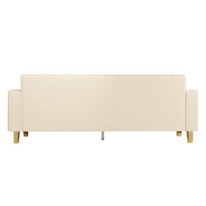 STORFENBOR Beige Sofa Couch, Velvet Modern Sofa for Living Room with Gold Metal Legs, Luxury Comfy Couch for Bedroom, Office, Large Small Space