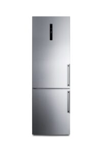 summit appliance ffbf249ss2imlhd 24" wide bottom freezer refrigerator with icemaker, 10.6 cu.ft capacity, open door alarm, stainless steel doors, frost-free operation, led visual alarms