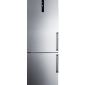 Summit Appliance FFBF249SS2IMLHD 24" Wide Bottom Freezer Refrigerator with Icemaker, 10.6 cu.ft Capacity, Open Door Alarm, Stainless Steel Doors, Frost-Free Operation, LED Visual Alarms