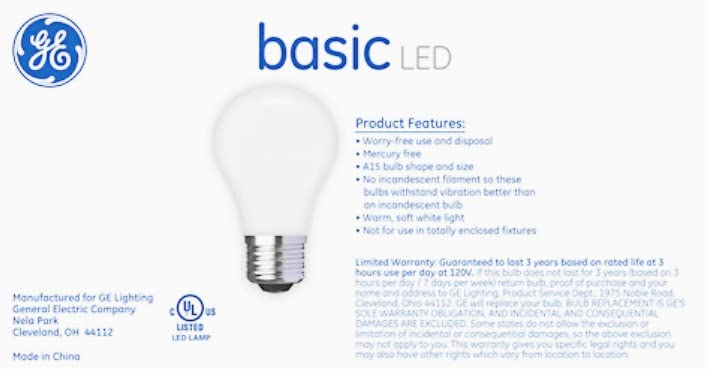 (4 Bulbs) GE Basic LED A15, Dimmable, 40 watt Equivalent, Soft White, HD Light, Medium Base Ceiling Fan LED Light Bulb