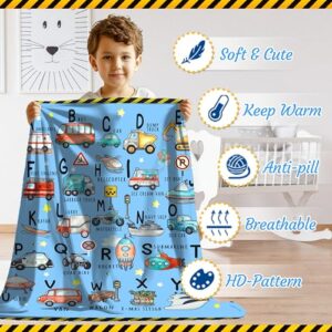 ABC Truck Alphabet Transportation Blanket Toddler Blanket Throw Super Soft and Cozy Blankets for Home Decoration, Couch, Bed, Sofa 50 in x 40 in Small for Kids for All Seasons