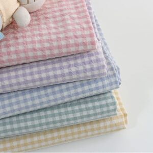 Premium Quality Cotton Fabric by The Yard Yarn Dyed Check Fabric 63" Wide Cozy Bio Washing Full of Emotion Laceking Made in Korea (Mint)