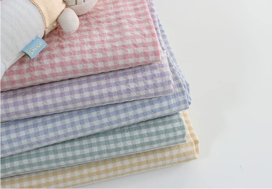 Premium Quality Cotton Fabric by The Yard Yarn Dyed Check Fabric 63" Wide Cozy Bio Washing Full of Emotion Laceking Made in Korea (Mint)