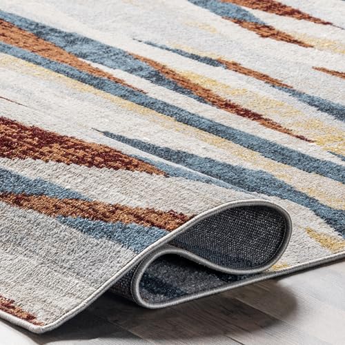 nuLOOM Katya Contemporary Waves Machine Washable Area Rug, 4x6, Multi