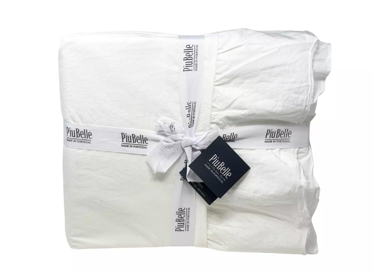 Piubelle Piu Belle Portugal Luxury Queen Size 3 Piece White Ruffle Duvet Cover Set Premium Quality 100% Cotton Shabby Chic Style