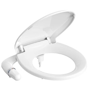 bidet toilet seat, round non-electric bidet attachment for toilet with self-cleaning nozzles, slow close toilet seat,quick-release easy diy installation, feminine cleaning | 17" white quiet-close