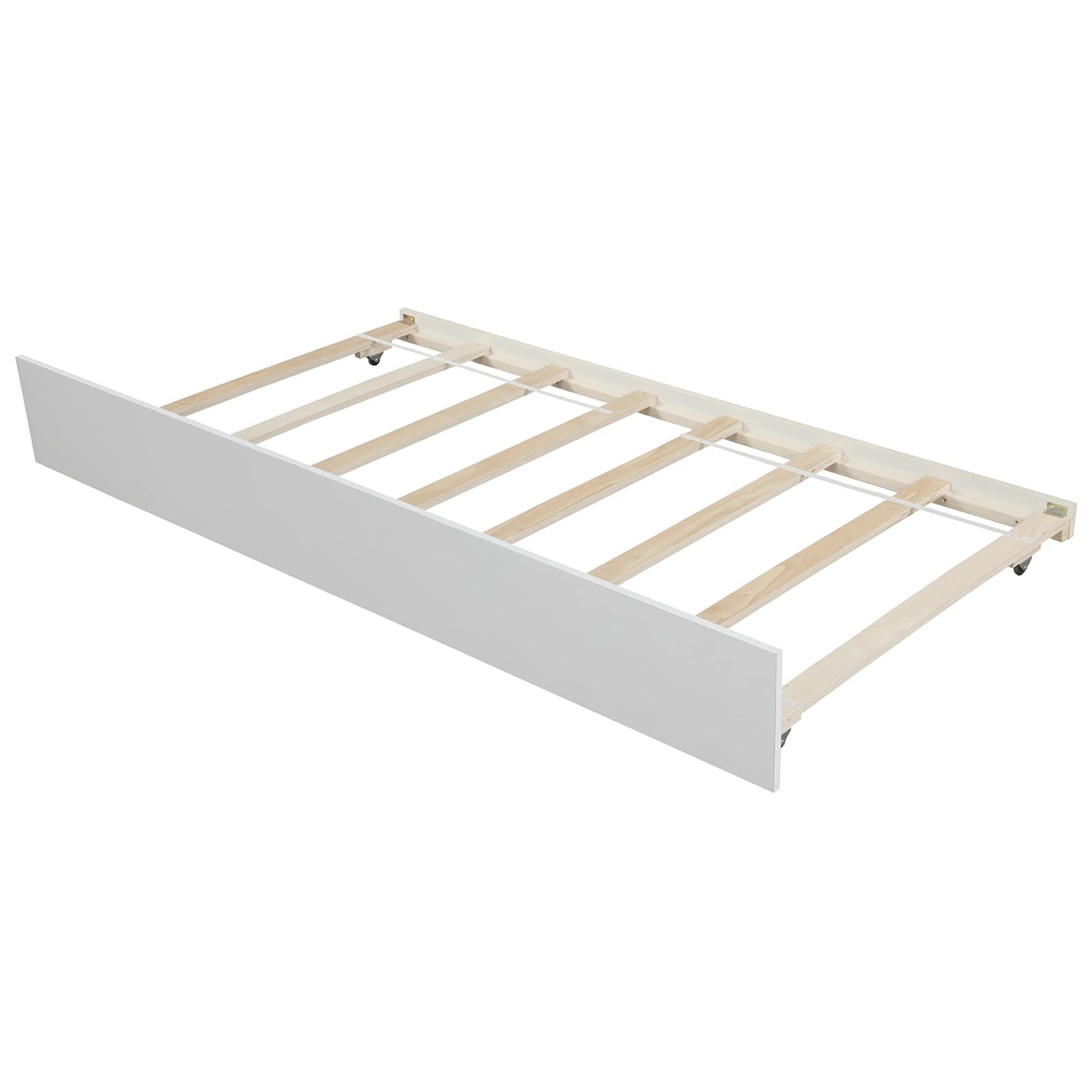 LostCat Twin Size Bed Frame with Trundle and Headboard,Wood Slats Support,Solid Pinewood Bedframe, No Box Spring Needed,for Boys/Girls/Adult Bedroom,White