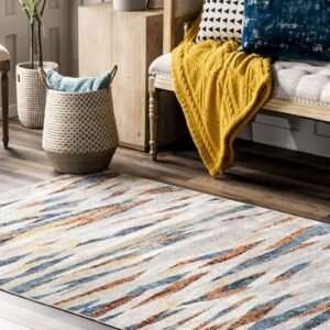 nuLOOM Katya Contemporary Waves Machine Washable Area Rug, 4x6, Multi