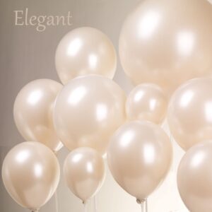 Kozee Pearl white Double-Stuffed Balloons different sizes 63 PACK 18/12/10/5 inch White sand ivory balloon Garland kit For Wedding birde to be Birthday anniversary decorations