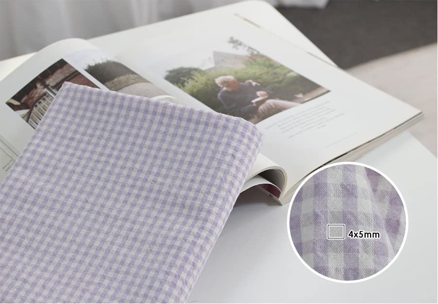 Premium Quality Cotton Fabric by The Yard Yarn Dyed Check Fabric 63" Wide Cozy Bio Washing Full of Emotion Laceking Made in Korea (Mint)