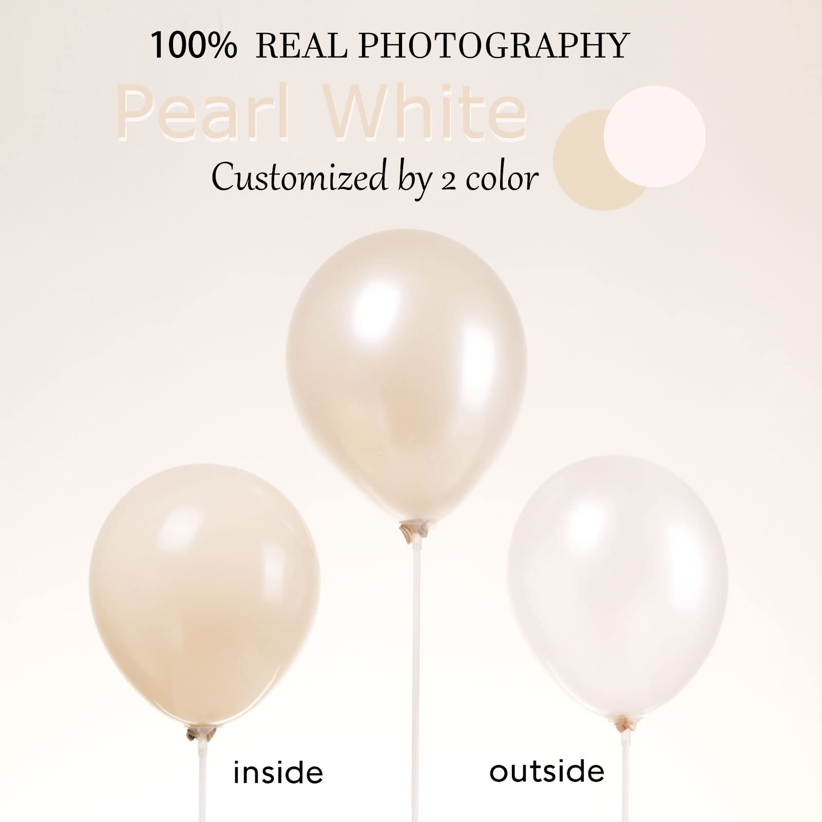 Kozee Pearl white Double-Stuffed Balloons different sizes 63 PACK 18/12/10/5 inch White sand ivory balloon Garland kit For Wedding birde to be Birthday anniversary decorations