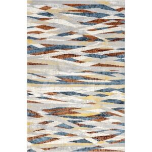 nuLOOM Katya Contemporary Waves Machine Washable Area Rug, 4x6, Multi