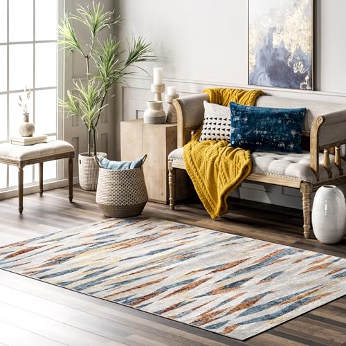 nuLOOM Katya Contemporary Waves Machine Washable Area Rug, 4x6, Multi