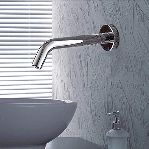 Creative Wall Mounted Modern Sensor Faucet Tap Infrared Sensor Kitchen Mixer Tap Single Lever Polished Chrome Stainless Steel Lavatory Bathroom Induction Faucets for Bath Shower