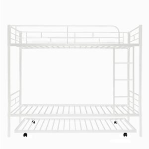 LostCat Twin Over Twin Bunk Bed with Trundle,Heavy Duty Twin Size Bunk Beds Frame with Safety Guardrails and ladders for Kids/Teen/Adults,No Box Spring Needed,White