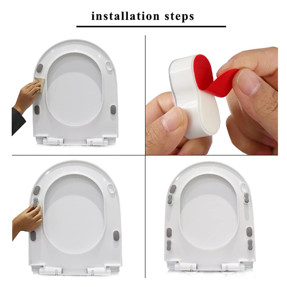 8PCS Toilet Seat BumpersToilet Lid Seat Buffer Spacers with Strong Adhesive Universal Toilet Seat Buffer Toilet Lid Rubber Bumpers Each One with 2 Thickness TPE Pads(2 Heights) Used for Home Hotel