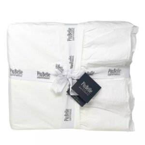 Piubelle Piu Belle Portugal Luxury Queen Size 3 Piece White Ruffle Duvet Cover Set Premium Quality 100% Cotton Shabby Chic Style